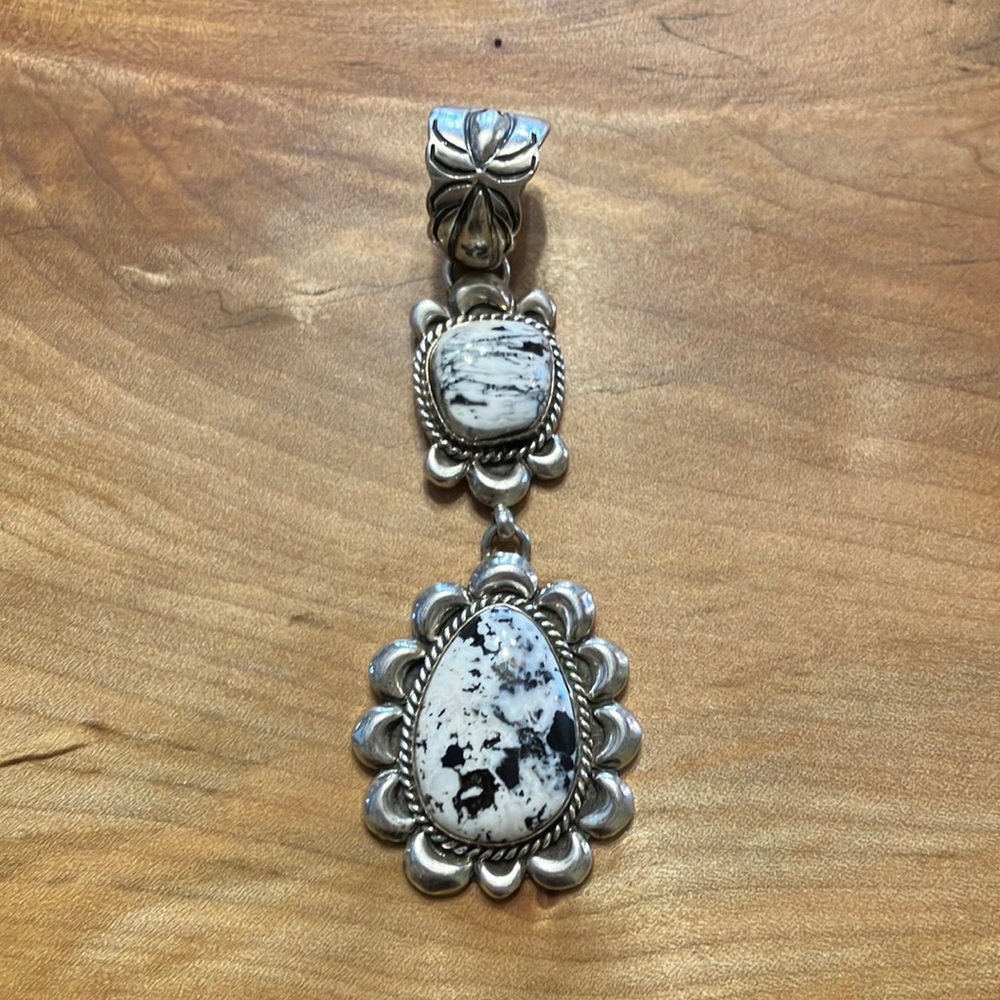 Tom Gilbert white buffalo Native American sterling silver pendant